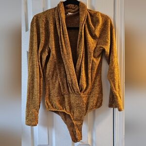 Chocolate Women's Golden V-Neck Sweater Bodysuit